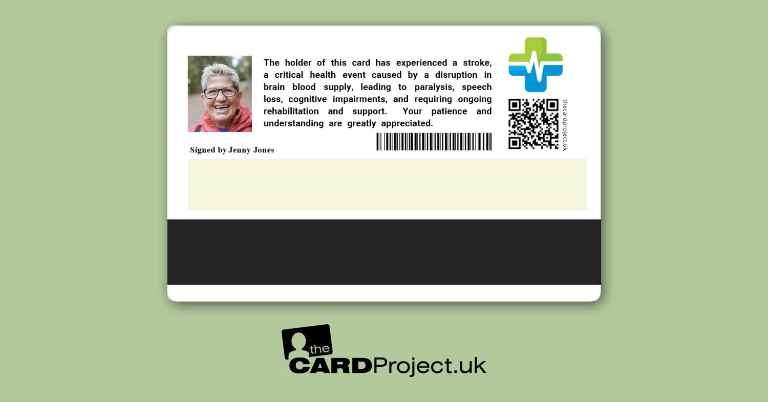 Stroke Premium Photo Medical ID Card   (REAR)